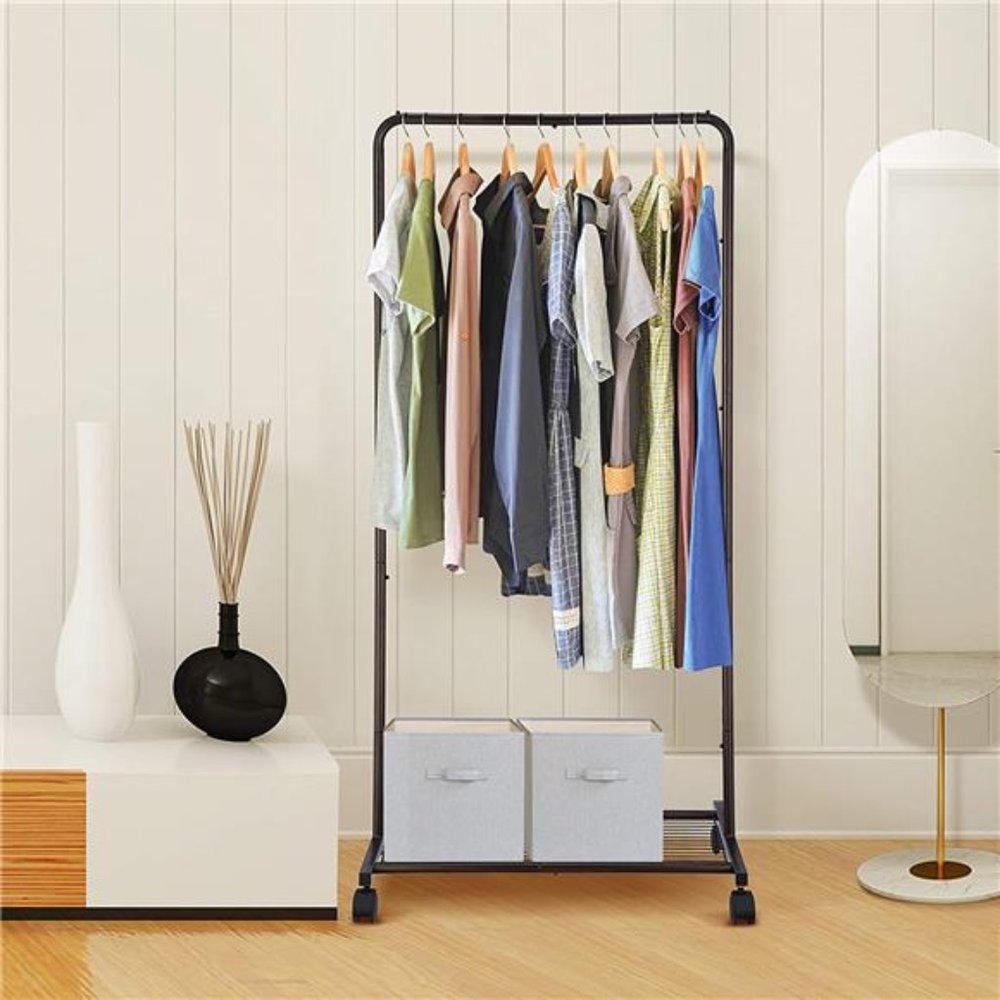 Simple Trending Standard Clothes Garment Rack, Clothing Rolling Rack, Bronze - Picture 2 of 7